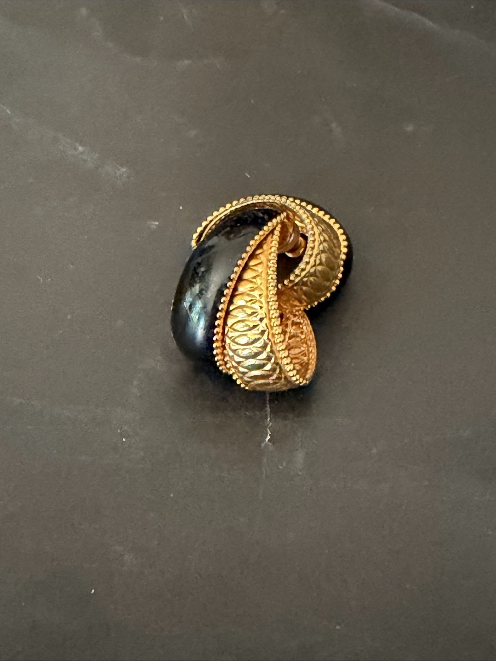 Set of Two Gold and Black Statement Earrings